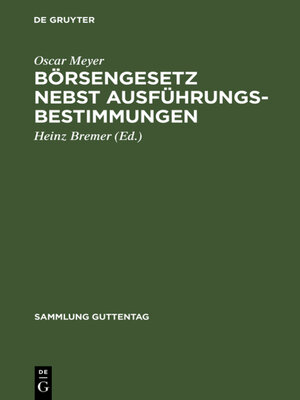cover image of Börsengesetz nebst Ausführungsbestimmungen